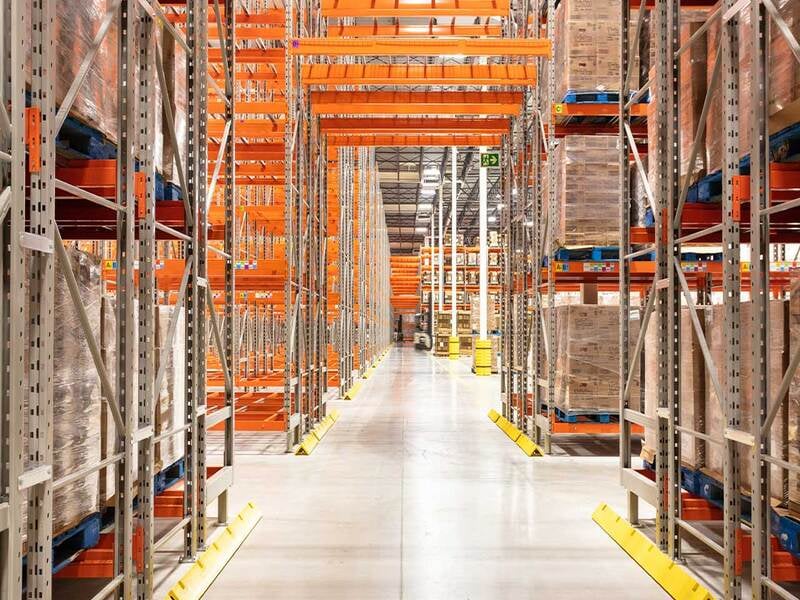 Modern warehouse facilities with organized storage systems