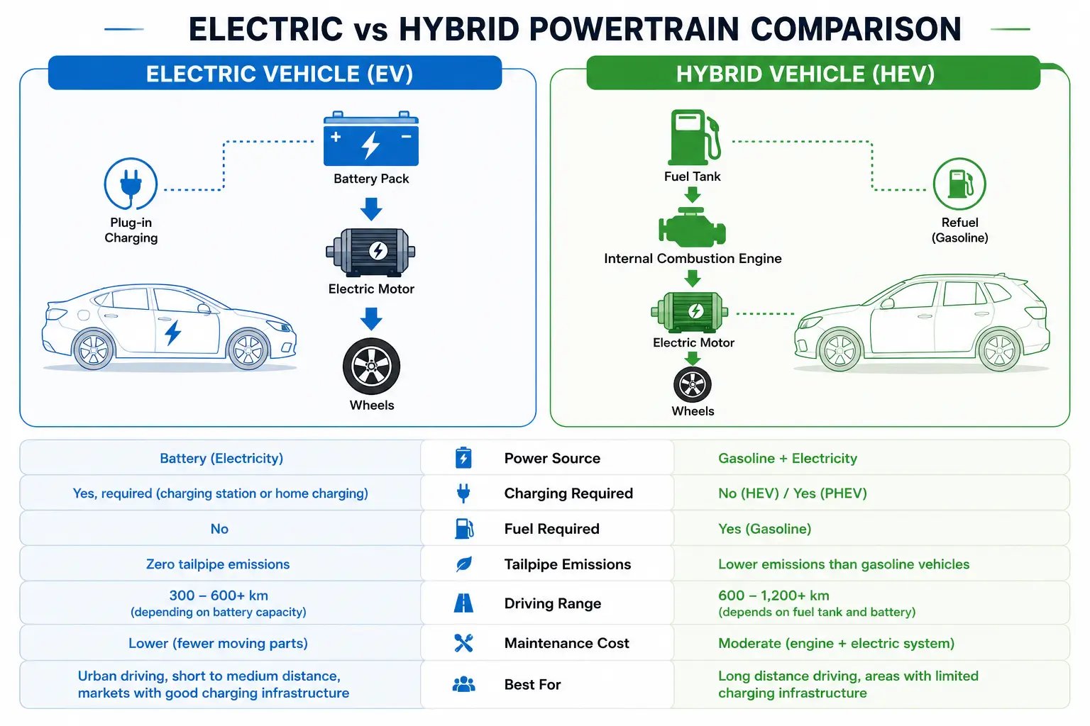 Electric vs. Hybrid Powertrain Comparison