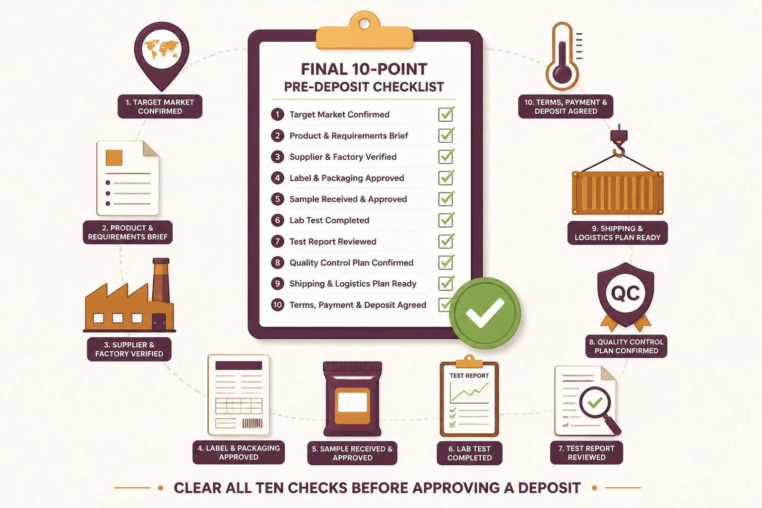 Ten pre-deposit checks for importing snacks and candy cleared before approving a deposit