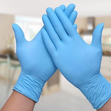 Blue nitrile gloves